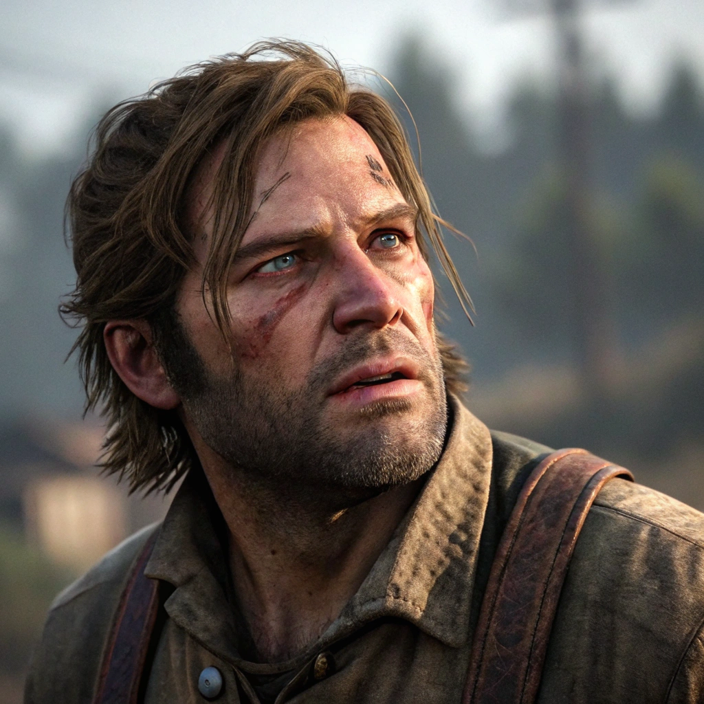 AI generated image by Red Panda AI: Una version de Arthur Morgan de Ps1 pero muy drogado 