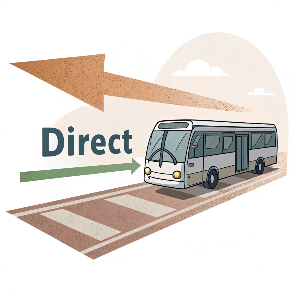 AI generated image by Red Panda AI: haz un dibujo sencillo que represente la palabra "direct" en el contexto de transporte público