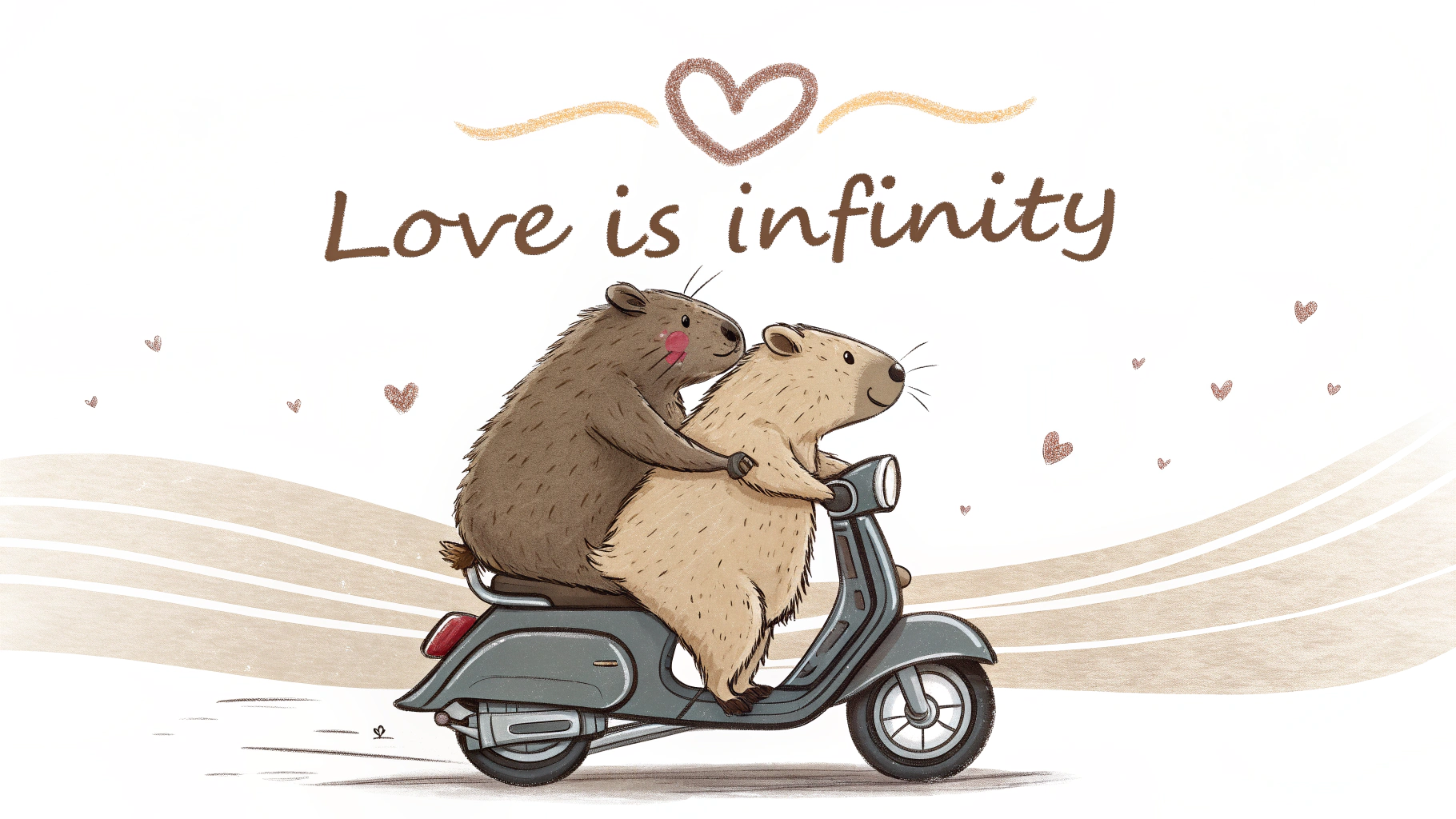 AI generated image by Red Panda AI: a couple of capybara  riding on a scooter, dating app icon, detailed –n 9, 2 0 1 9, illustation, sharp sunray lighting, love is infinity, by Glenys Cour, brownish colors, avoid duplicate images, telegram sticker, confidential documents, gopher, gooses, by David Paton