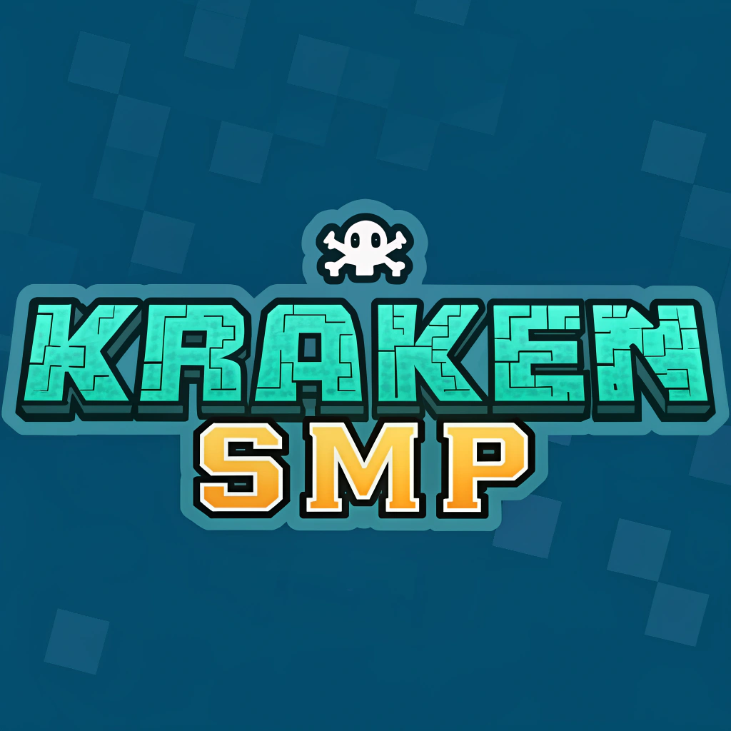 AI generated image by Red Panda AI: Generate minecraft SMP logo with text "Kraken SMP" (cyan theme)