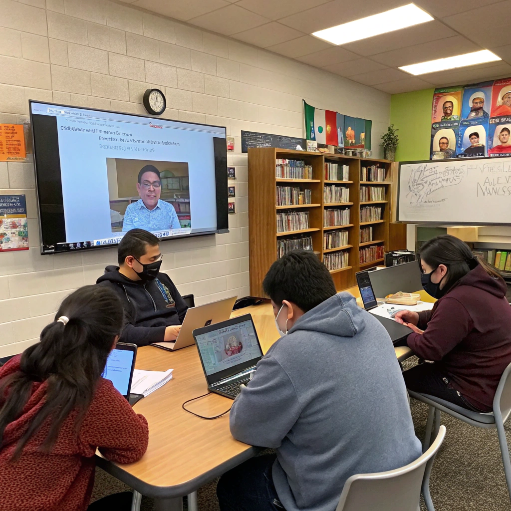 AI generated image by Red Panda AI: Imagen de estudiantes docentes mexicanos de posgrado que toman clases en línea