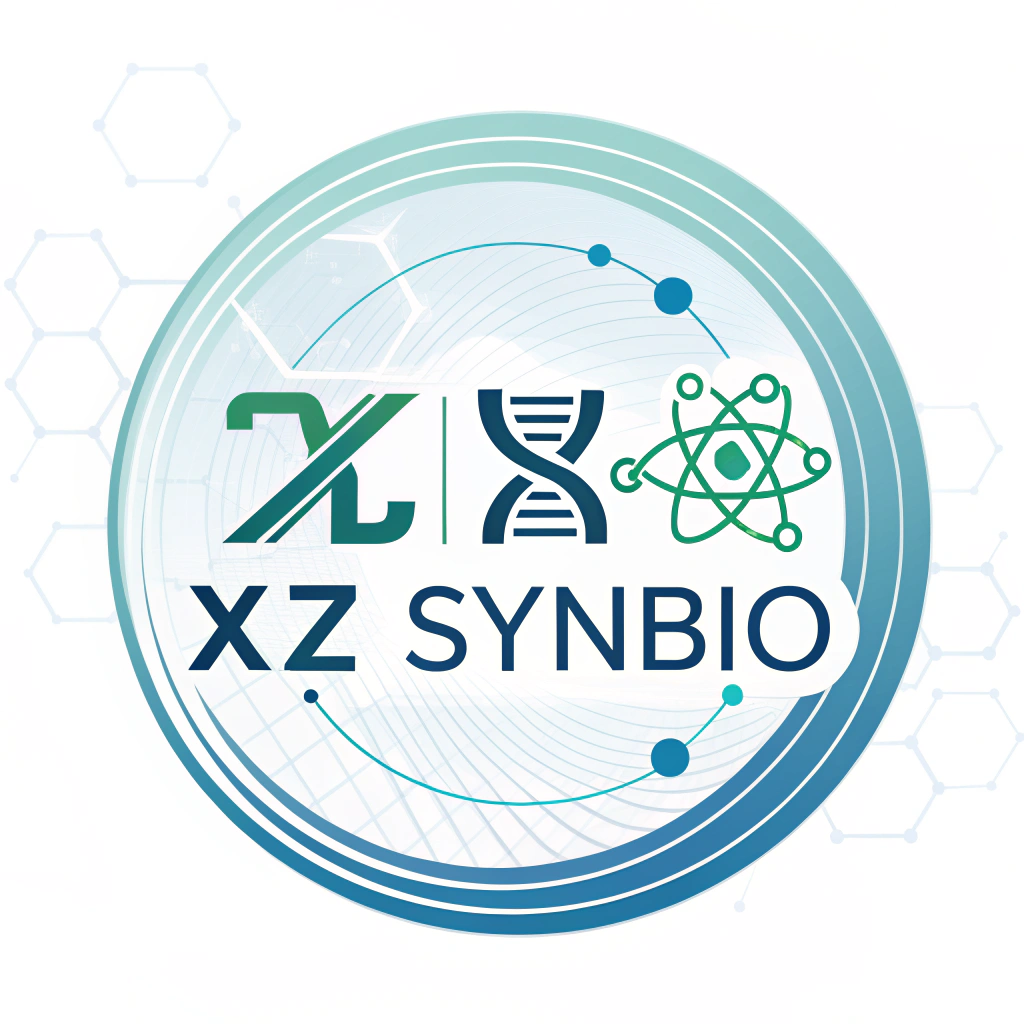 AI generated image by Red Panda AI: A modern biotechnology company logo for "西子生合", integrating elements of synthetic biology, collagen triple helix, and molecular structures. Clean and futuristic style with smooth curves and soft gradients, abstract icon featuring a helix motif or self-assembling fibers, accompanied by bilingual text (Chinese: 西子生合, English: XZ SynBio), white or light background, professional and elegant tone.