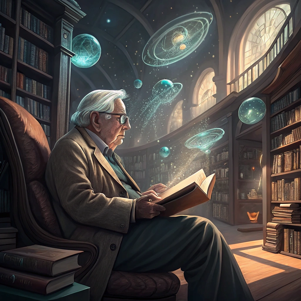 AI generated image by Red Panda AI: podrias generarme una imagen del autor de ciencia ficcion Ray Bradbury que lo ilustre a el dentro de alguna de sus creaciones?