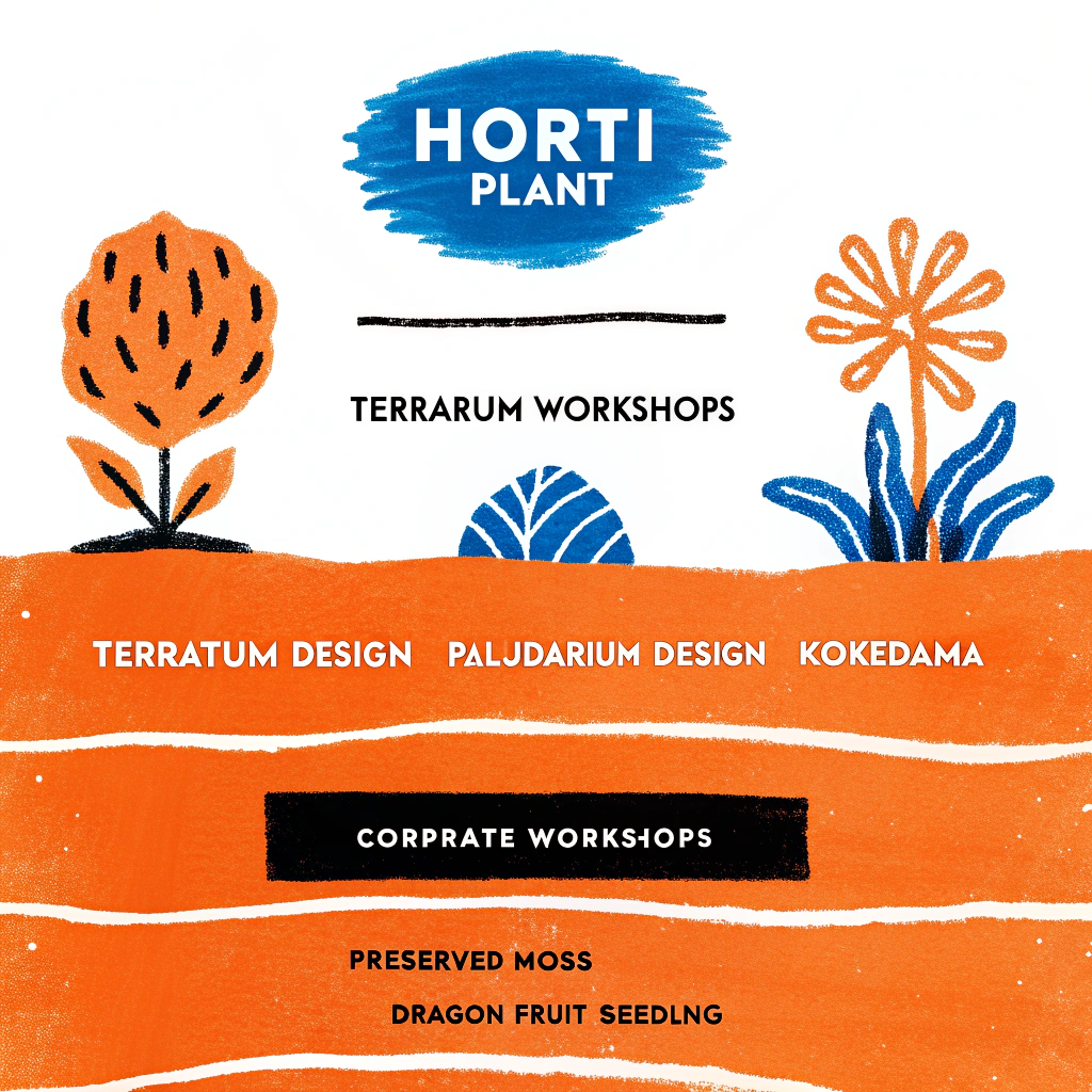 AI generated image by Red Panda AI: A poster to let people know what we do

HORTI Plant
We doing terrarium workshop, terrarium design, paludarium design, kokedama, corporate workshop, preserved moss, dragon fruit seedling.