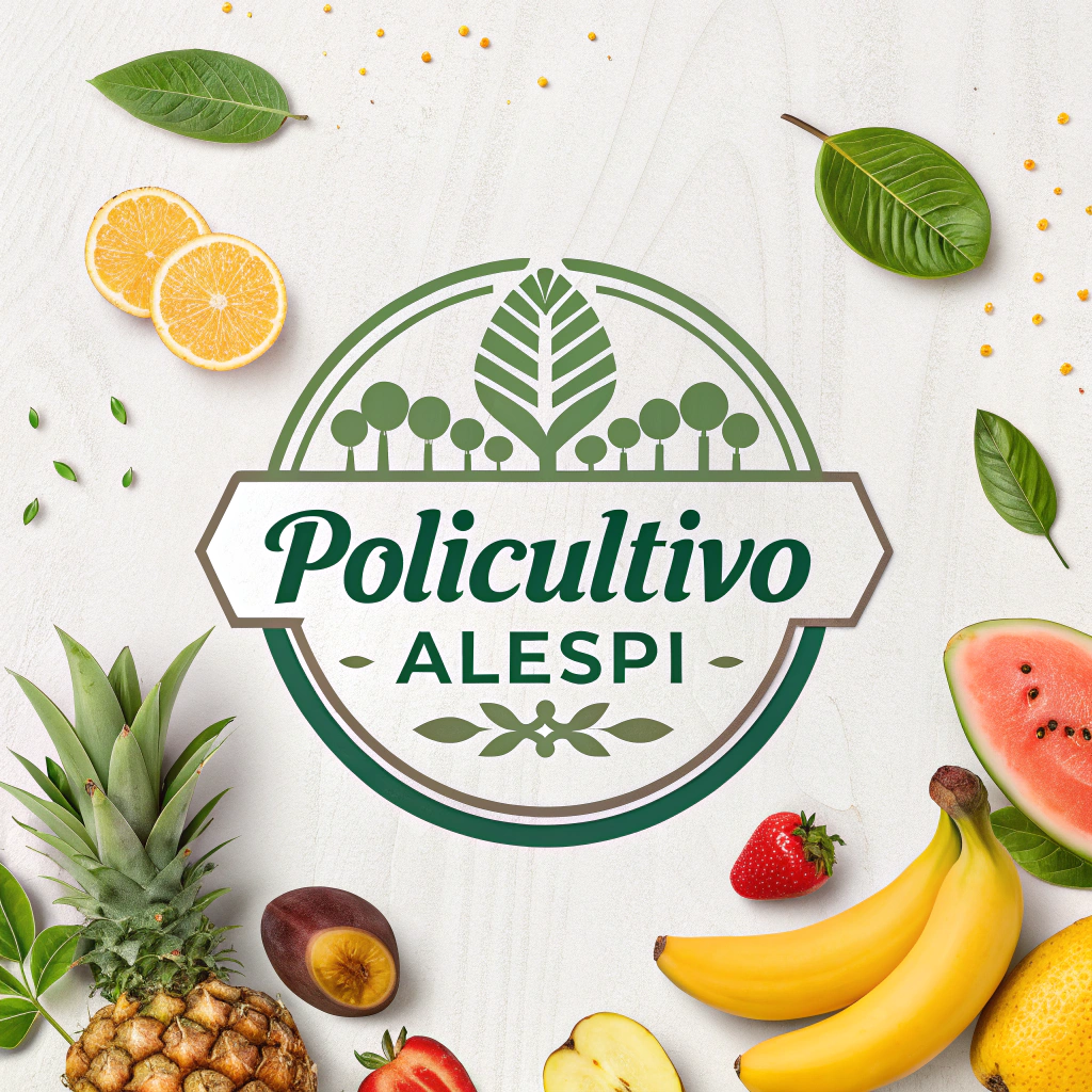 AI generated image by Red Panda AI: crear una imagen que se pueda utilizar como logo del Policultivo ALESPI. Donde hayan frutos como bananas, platanos, recao, yautias,