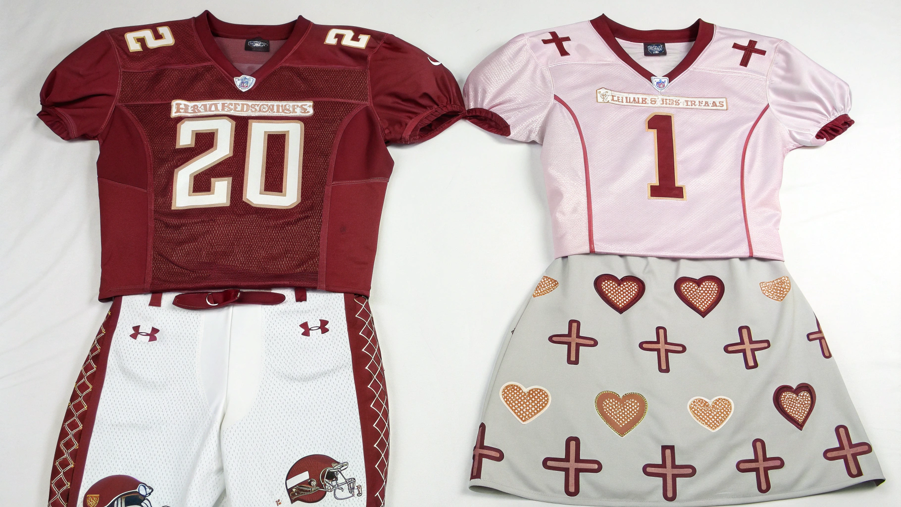 AI generated image by Red Panda AI: Eres un experto en diseño de vestimenta deportiva juvenil con experiencia en uniformes de fútbol personalizados. Diseña un uniforme completo para un equipo de fútbol masculino (camiseta y pantaloneta) y para un equipo femenino (camiseta y FALDA), inspirado en la temática 'Corazones Fraternos' desde el carisma franciscano. El diseño debe expresar visualmente los valores de fraternidad, empatía, alegría compartida y espíritu comunitario.
Utiliza una paleta de colores emocional y vibrante: rojo carmesí, burdeos, rosa suave, blanco puro, detalles en gris cálido o cobre. El diseño debe ser juvenil, llamativo y al mismo tiempo respetuoso con el espíritu franciscano. Incorpora detalles gráficos que refuercen el concepto: patrones de corazones estilizados, cruces franciscanas minimalistas, elementos que sugieran unidad y comunidad. Describe visualmente el diseño propuesto y explica tus elecciones de estilo y color.