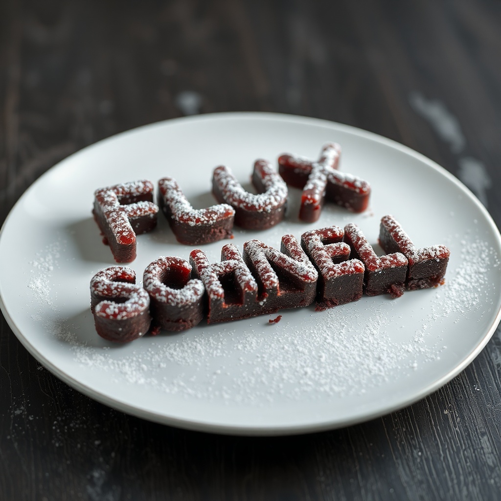 AI generated image by FLUX.1-schnell: black forest gateau cake spelling out the words "FLUX SCHNELL", tasty, food photography, dynamic shot