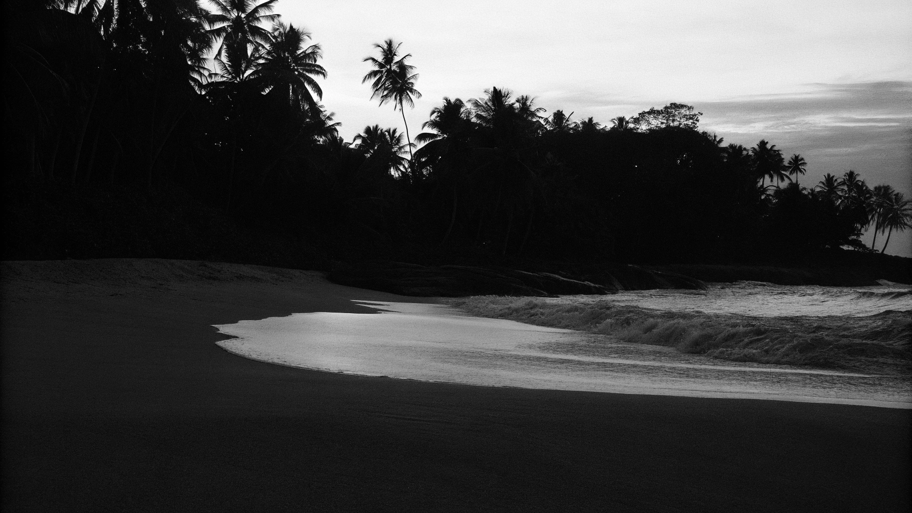 AI generated image by Red Panda AI: "Paradise beach at sunset, pristine golden sands, crystal clear waves gently crashing, palm trees swaying, sky in orange and pink tones, 8k photorealism, wide angle lens"