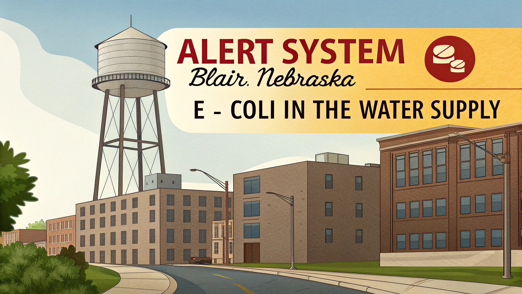 AI generated image by Red Panda AI: e coli in water supply prompts new alert system for the city of Blair, Nebraska