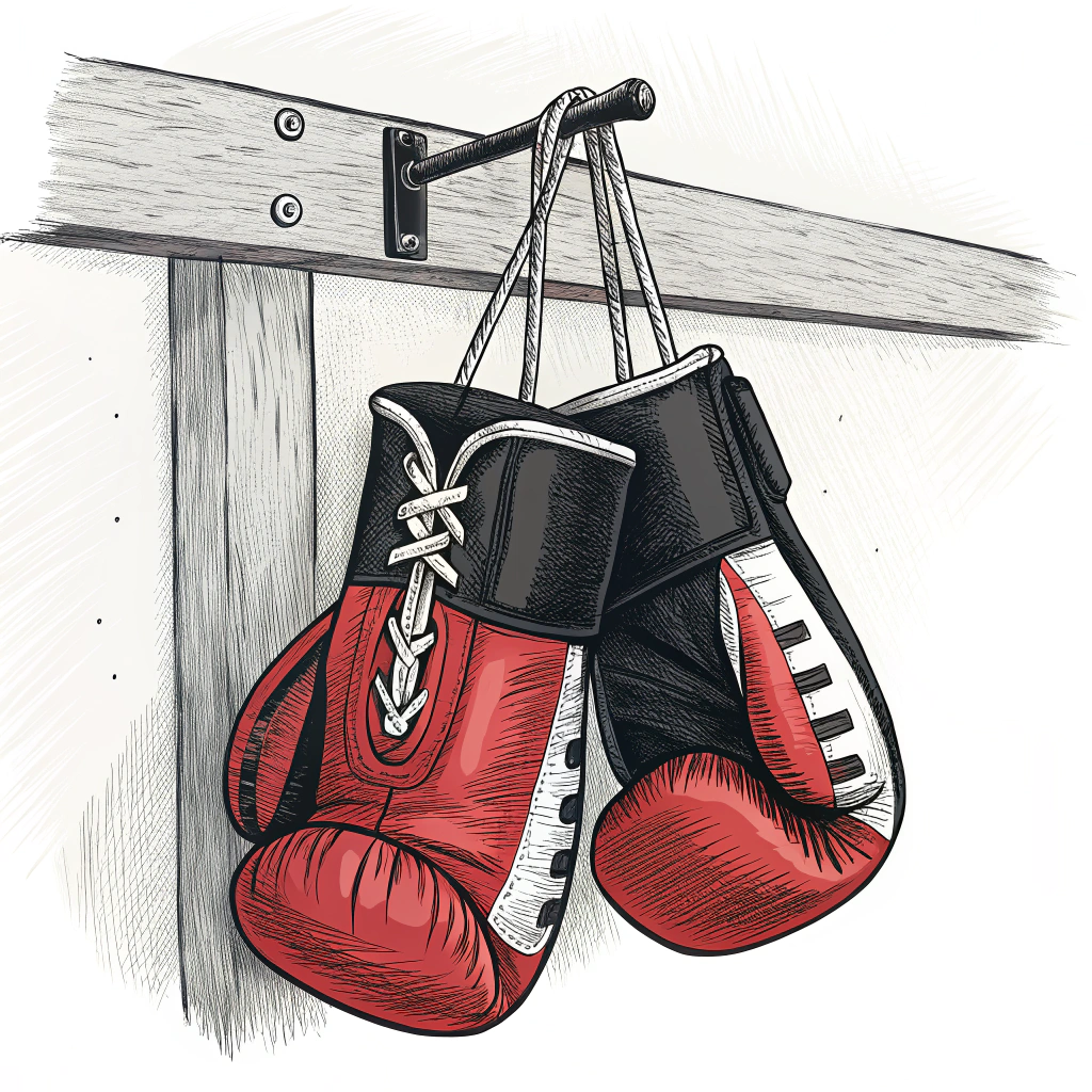 AI generated image by Red Panda AI: dibujo de guantes de boxeo colgando

