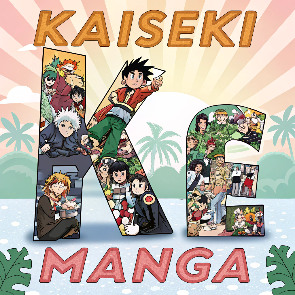 AI generated image by Red Panda AI: Todos los personajes de anime posibles con su cuerpo forman cada uno una letra y todos ellos forman una palabra KAISEKI MANGA