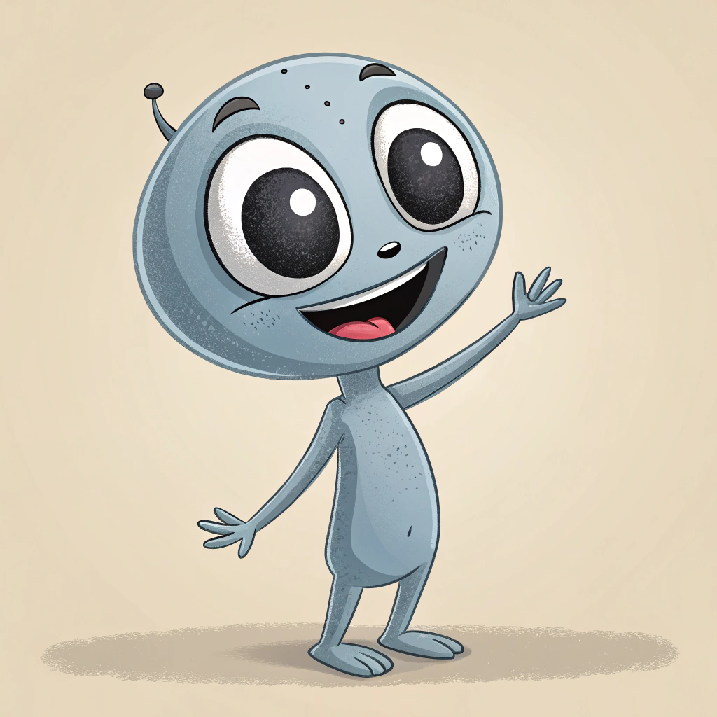 AI generated image by Red Panda AI: happy grey alien