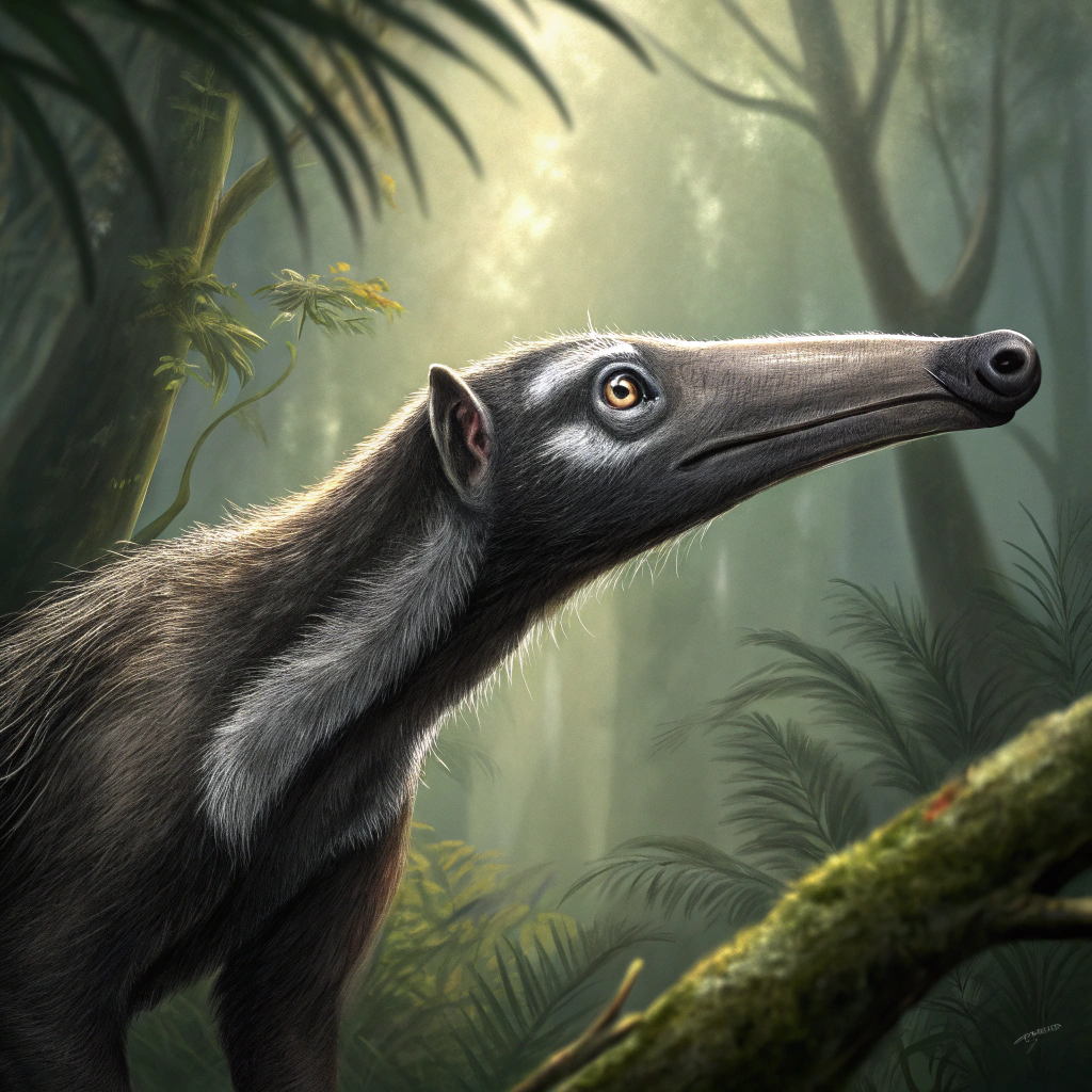 AI generated image by Red Panda AI: Una especie nueva de animal con el hocico/nariz/pico muy largo

