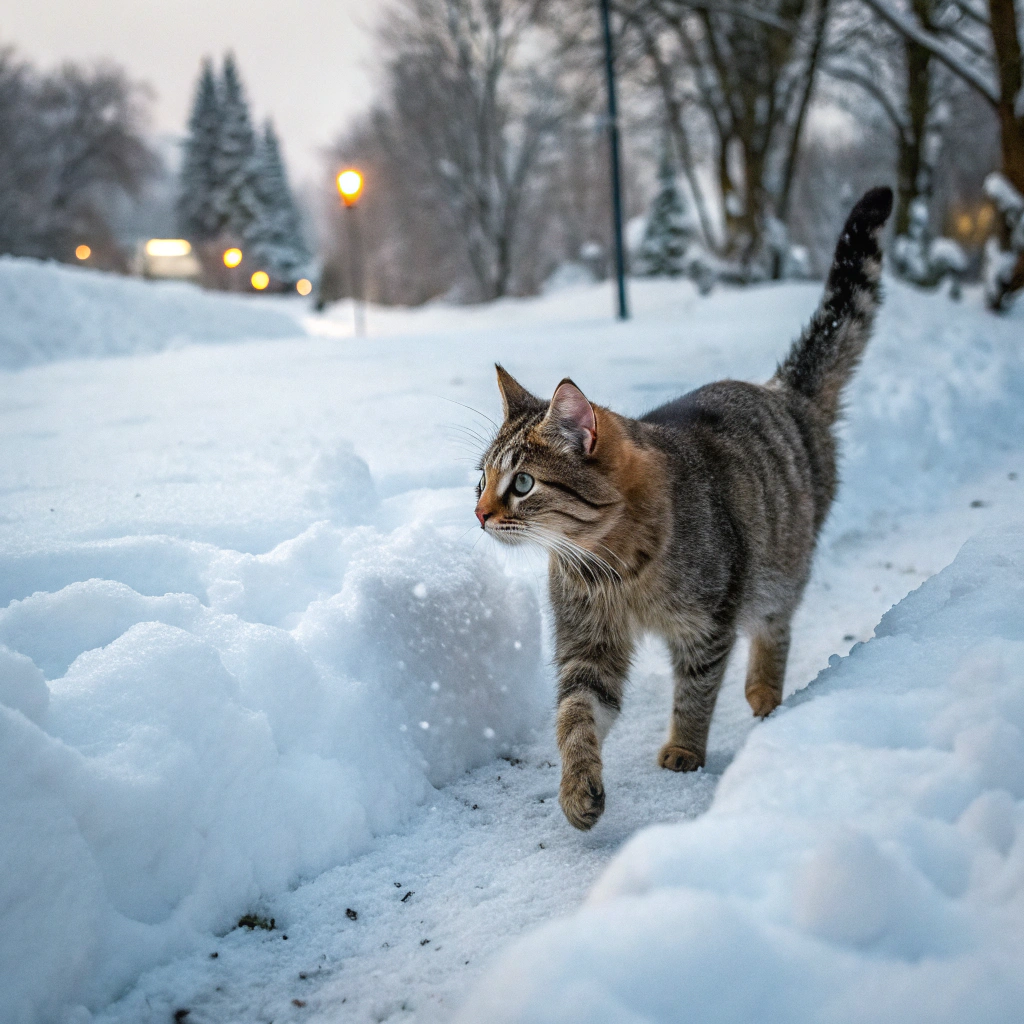 AI generated image by Recraft V3: Un chat dans la neige