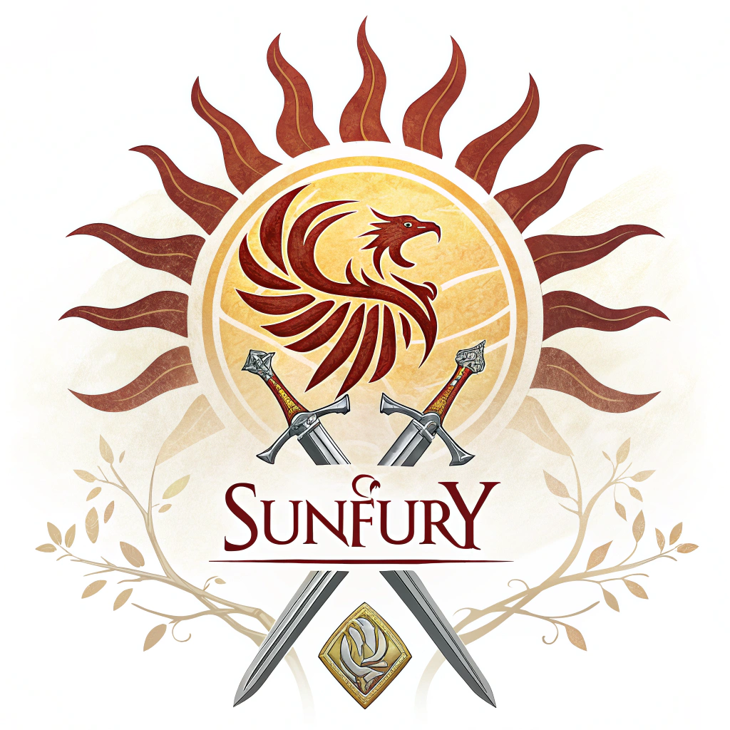 AI generated image by FLUX.1-schnell: Logo for the world of warcraft guild Sunfury, themed after Quel'Thalas