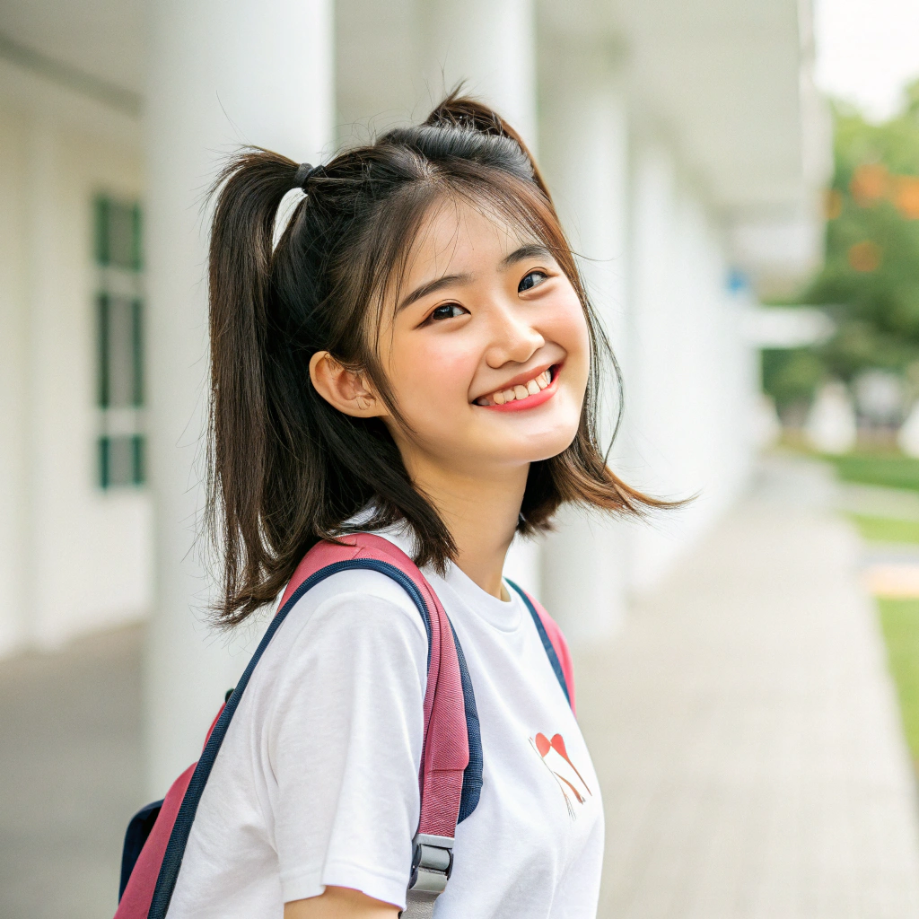 AI generated image by Red Panda AI: สาวนักศักษาน่ารัก