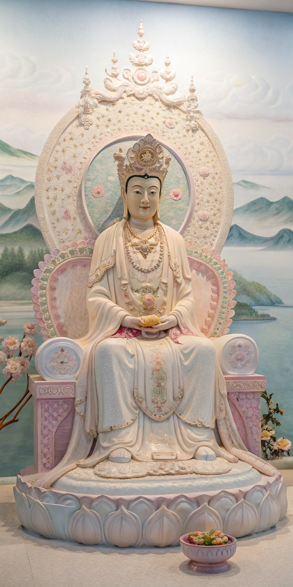AI generated image by Red Panda AI: Goddess Pha-vati sitting on the throne, Pastel Color Style, 8K