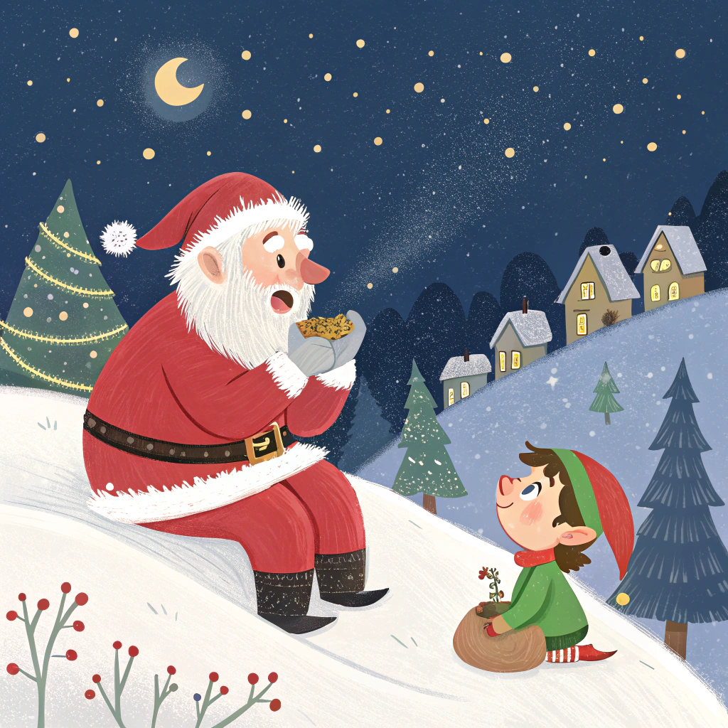 AI generated image by Red Panda AI: papa noel comiendose a un elfo vivo
