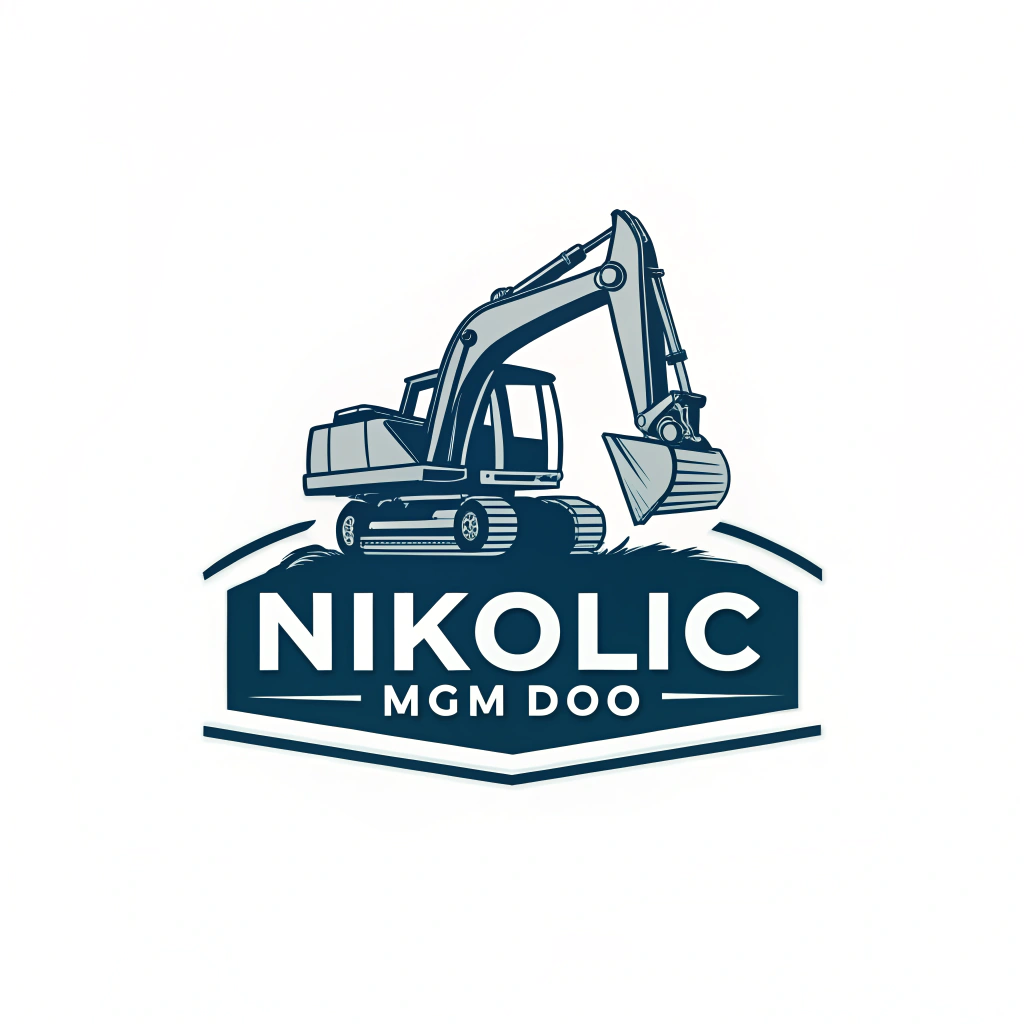 AI generated image by Red Panda AI: Make me a logo that has an excavator and put the inscription Nikolic Mgm Doo