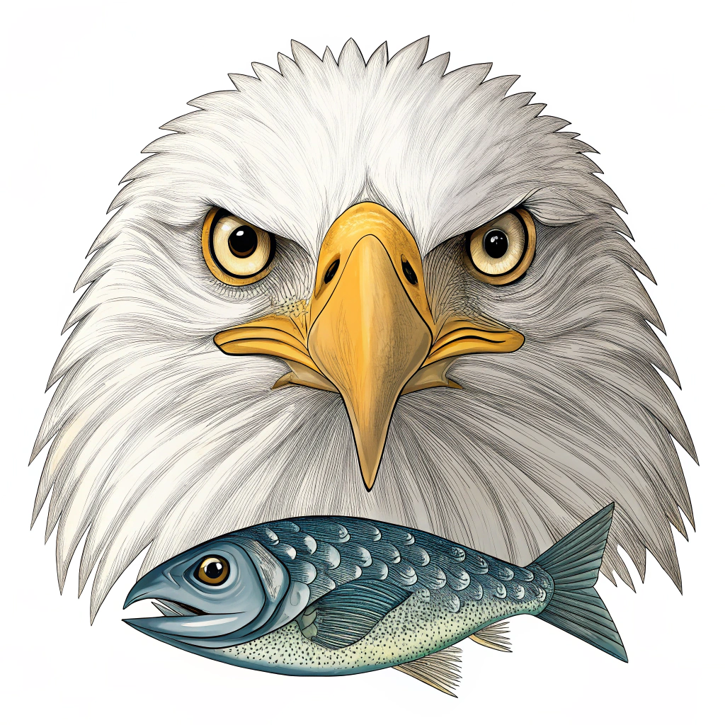 AI generated image by Red Panda AI: Eagle face combined with fish face 
Eagle nose and fish face