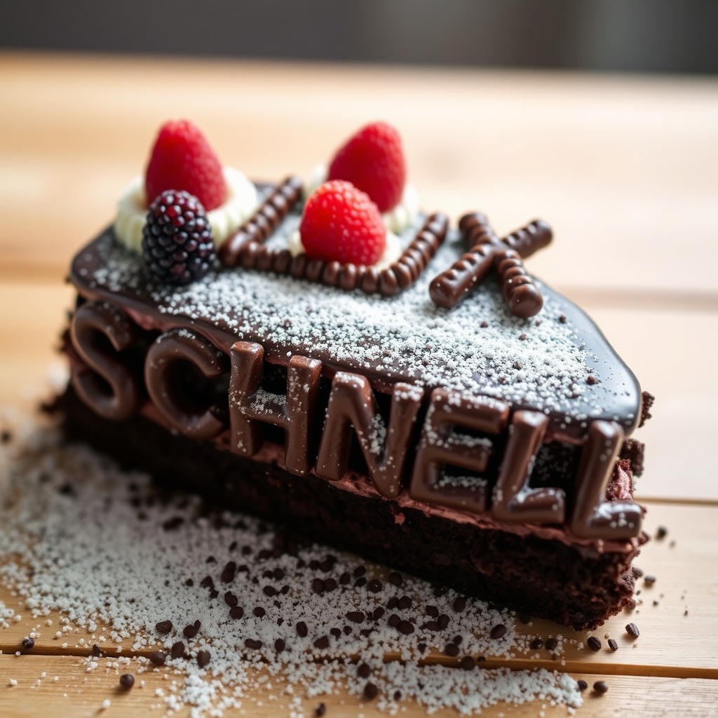 AI generated image by FLUX.1-schnell: black forest gateau cake spelling out the words "FLUX SCHNELL", tasty, food photography, dynamic shot