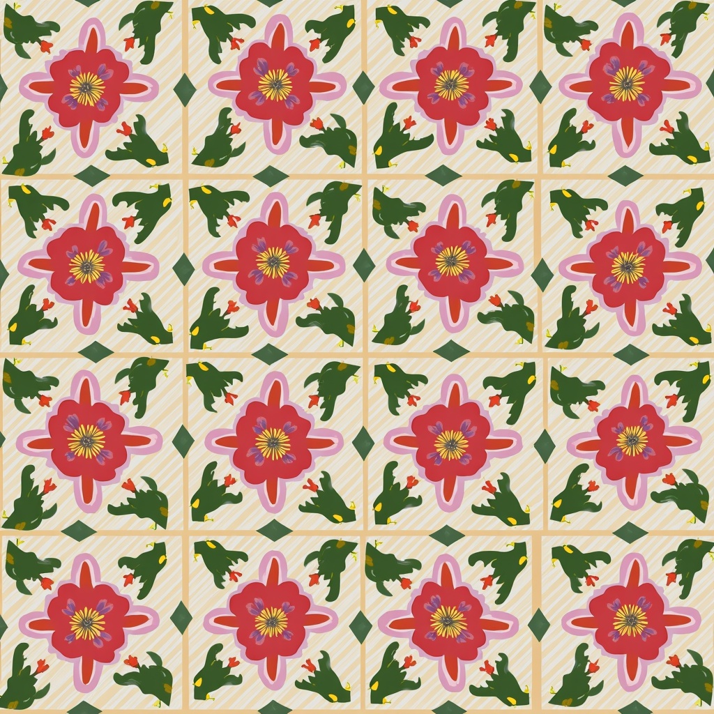 AI generated image by FLUX.1-pro: a repeating pattern to be used in adobe illustrator. images of flowers