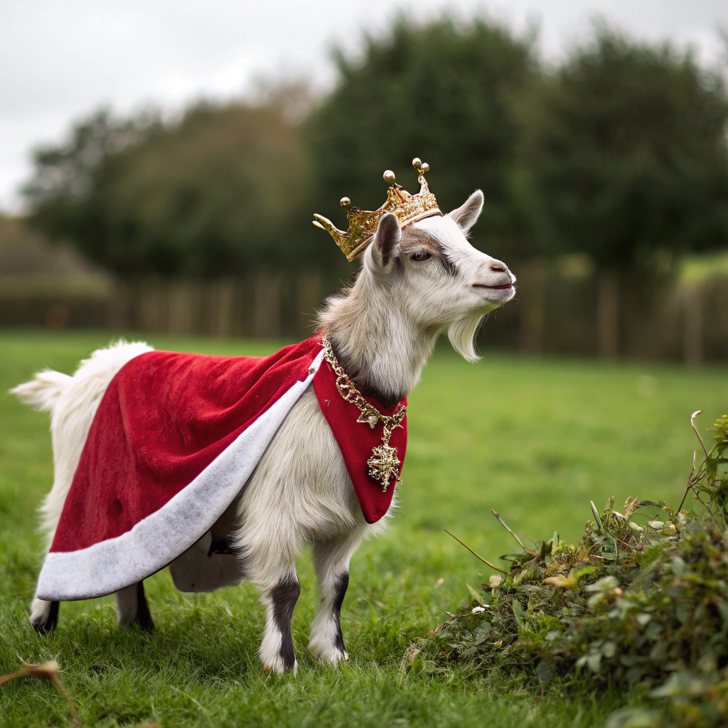 AI generated image by Red Panda AI: pygmy goat king