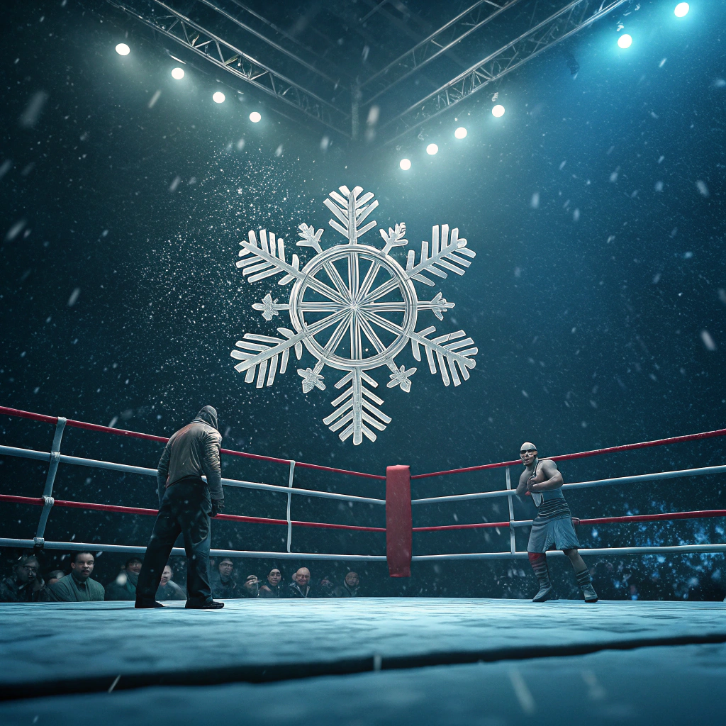 AI generated image by Red Panda AI: Snowflake in the boxing ring fight