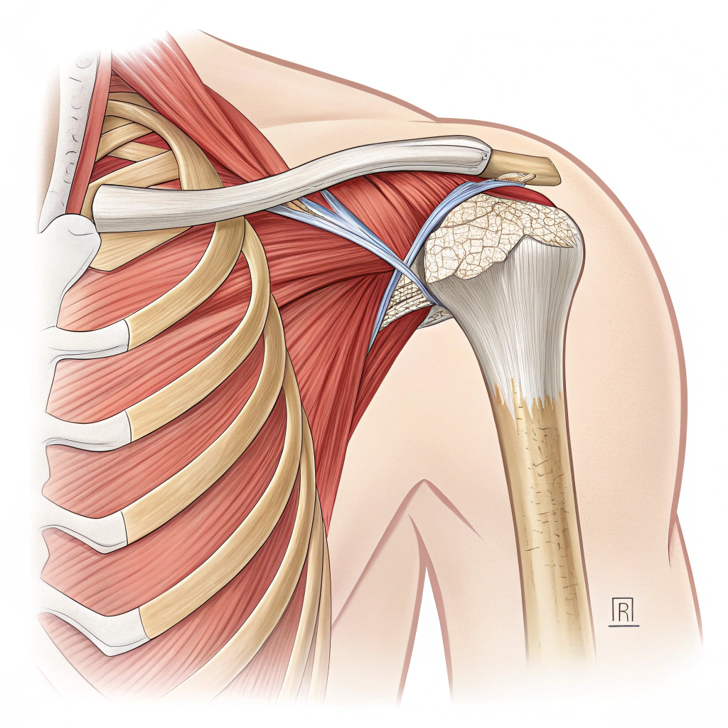 AI generated image by Red Panda AI: un desgarro del tendon del musculo supraespinoso del hombro
