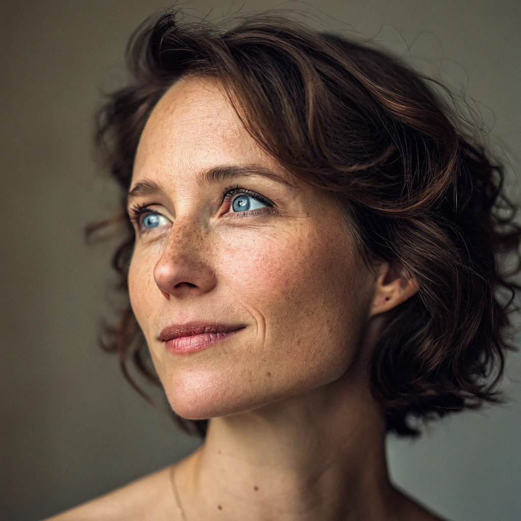 AI generated image by Red Panda AI: A highly realistic portrait of a [age]-year-old [gender] with [skin tone], captured in a studio setting. The subject has [hair color and style, e.g., short, wavy brown hair] and expressive [eye color] eyes that convey depth and character. Their facial expression is calm, with a slight smile, highlighting fine skin textures, subtle wrinkles, and natural imperfections. The lighting is soft, casting gentle shadows that enhance the contours of the face, with a warm tone to create a welcoming atmosphere. The background is blurred to bring the focus solely to the subject, with meticulous details in the eyes, pores, and hair for a hyper-realistic finish.