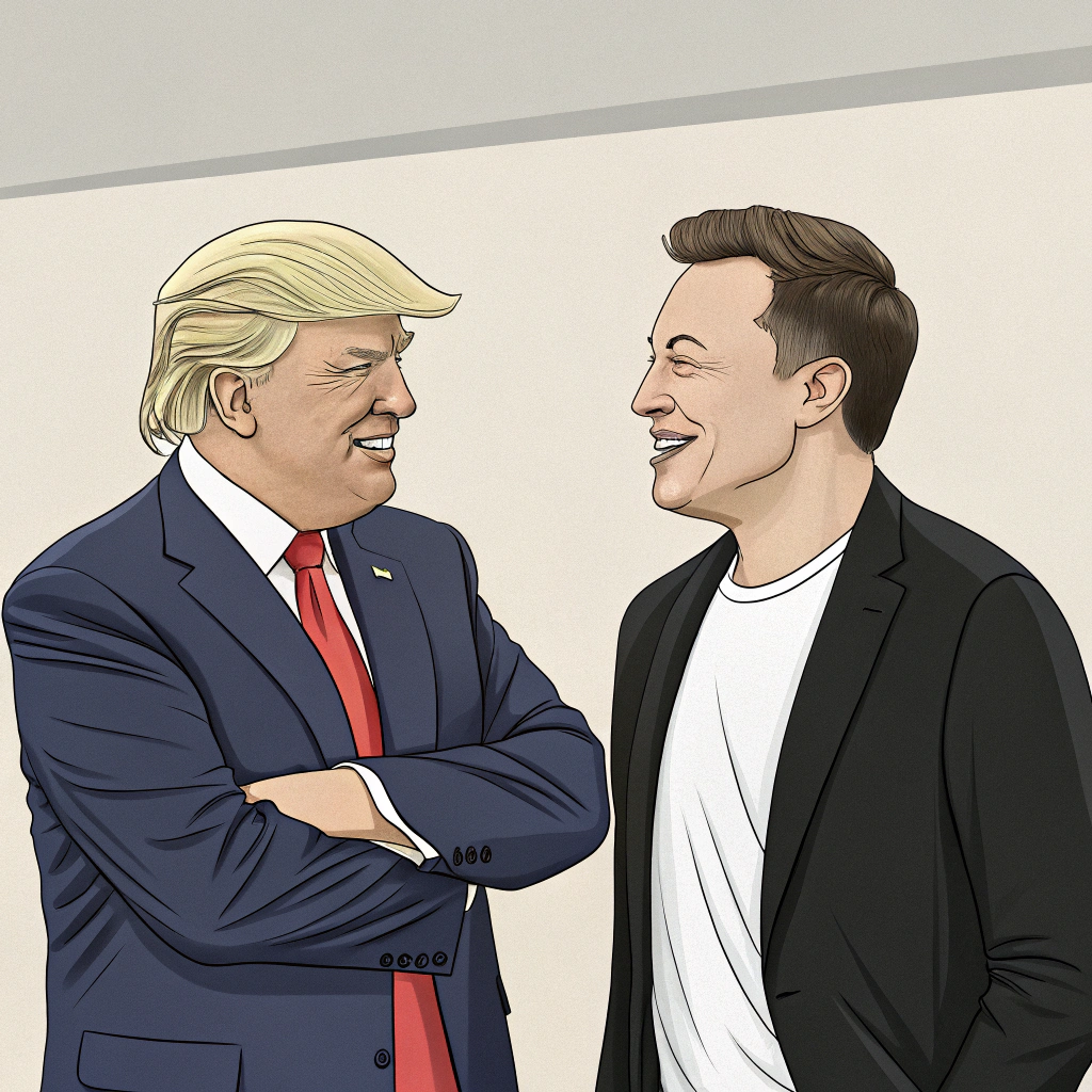 AI generated image by Red Panda AI: donald trump and elon musk being friends
