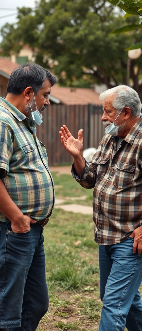 AI generated image by FLUX.1-schnell: creame la imagen de dos vecinos teniendo un desacuerdo sobre la propiedad de un terreno que ambos reclamaban.