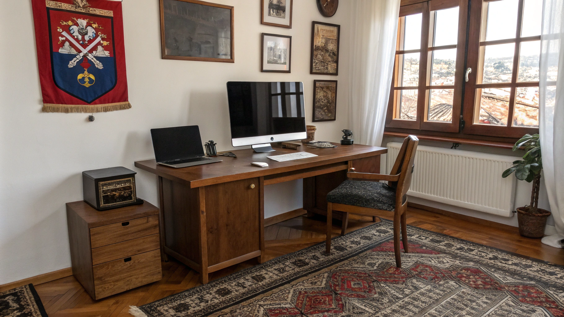 AI generated image by Red Panda AI: pc setup modern of milioner in old yugoslavia