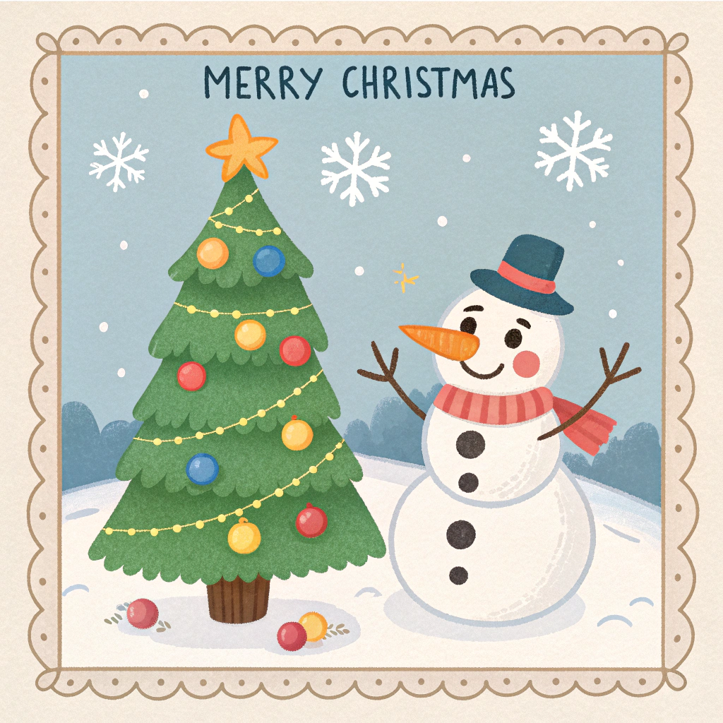 AI generated image by Red Panda AI: crea una postal de navidad facil 