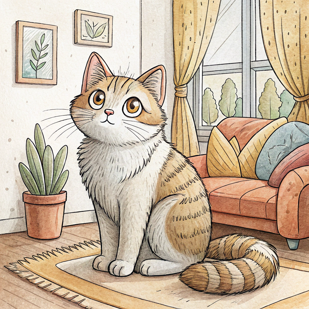 AI generated image by Red Panda AI: gato en casa para colorear. 