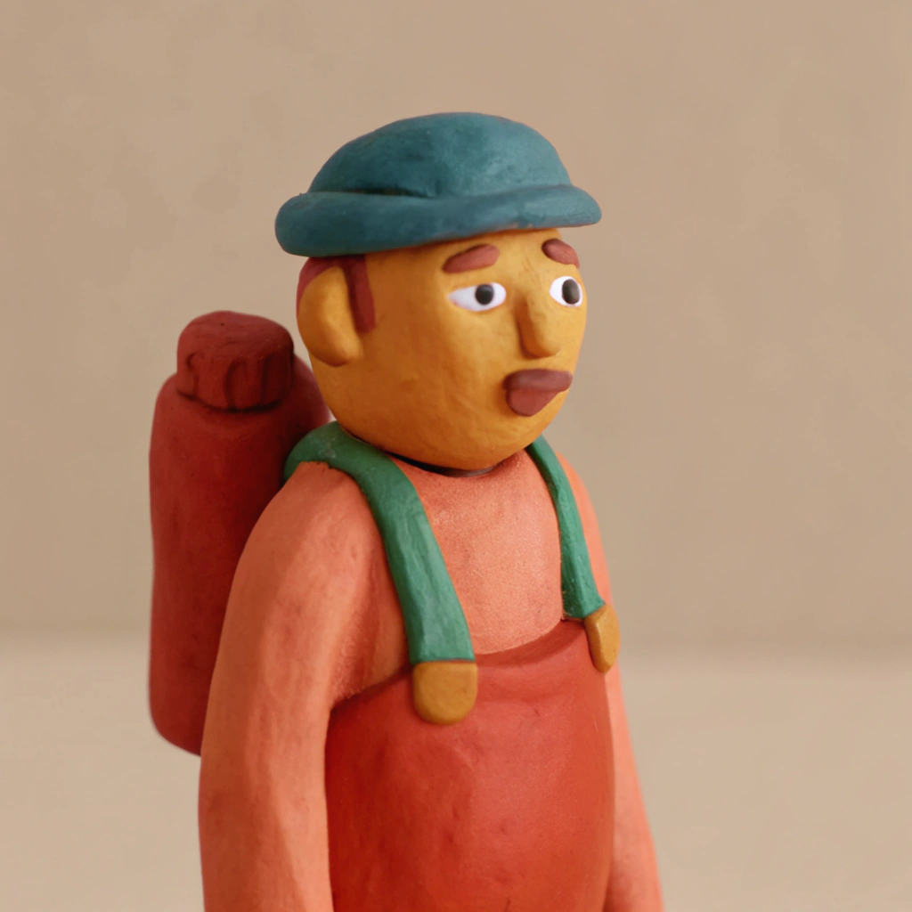 AI generated image by Red Panda AI: un repartidor de gas que tenga una gorra azul el cual tenga el balon cargado este sera  cartoon y de cuerpo completo 
