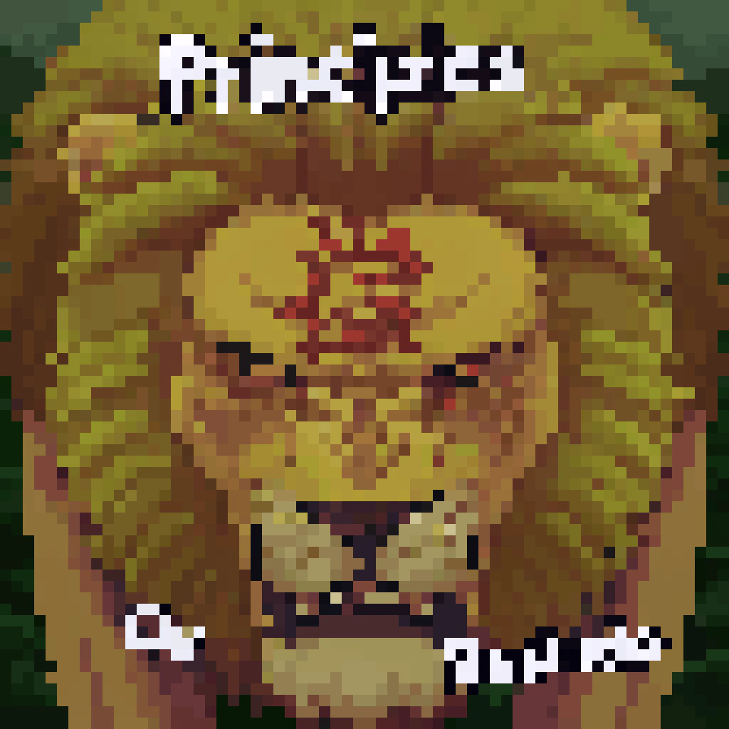 AI generated image by Red Panda AI: Create a fierce male lion with the kanji for the "Principles of Bushido" as scars on his face.