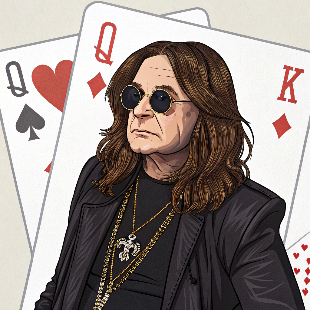 AI generated image by Red Panda AI: make an illustration in the style of the card game coup with the image of Ozzy Osbourne