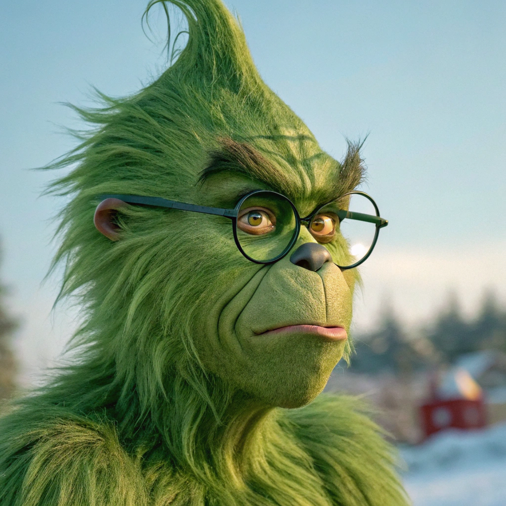 AI generated image by Red Panda AI: Genera al GRINCH con un par de lentes