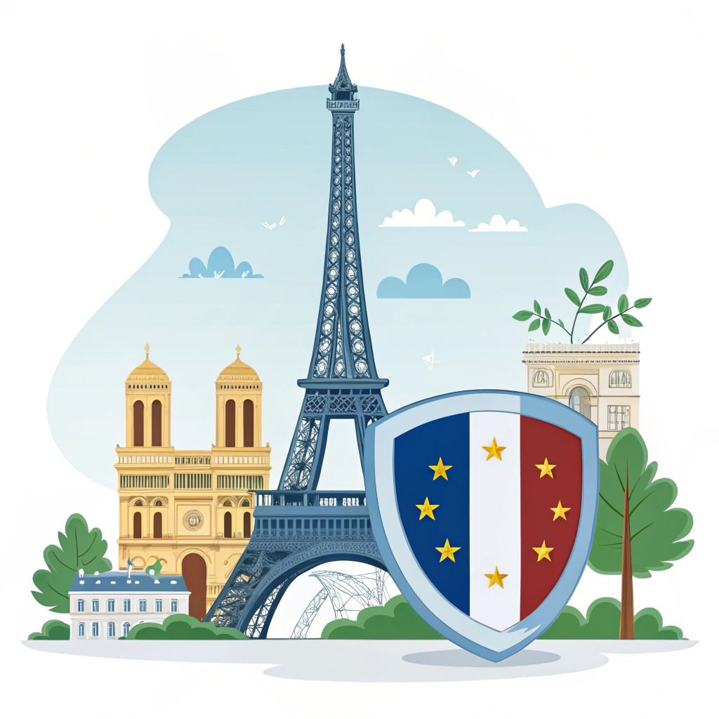AI generated image by Red Panda AI: Une image qui montre la France qui se protège contre l'Europe en utilisant un bouclier. Ne pas mettre de texte. 
