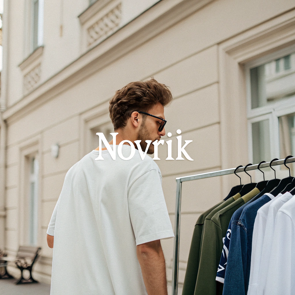 AI generated image by Red Panda AI: una imagen que representa el logo de una marca de ropa nueva llamada novrik, el logo tiene que ser sencillo sin muchos objetos


