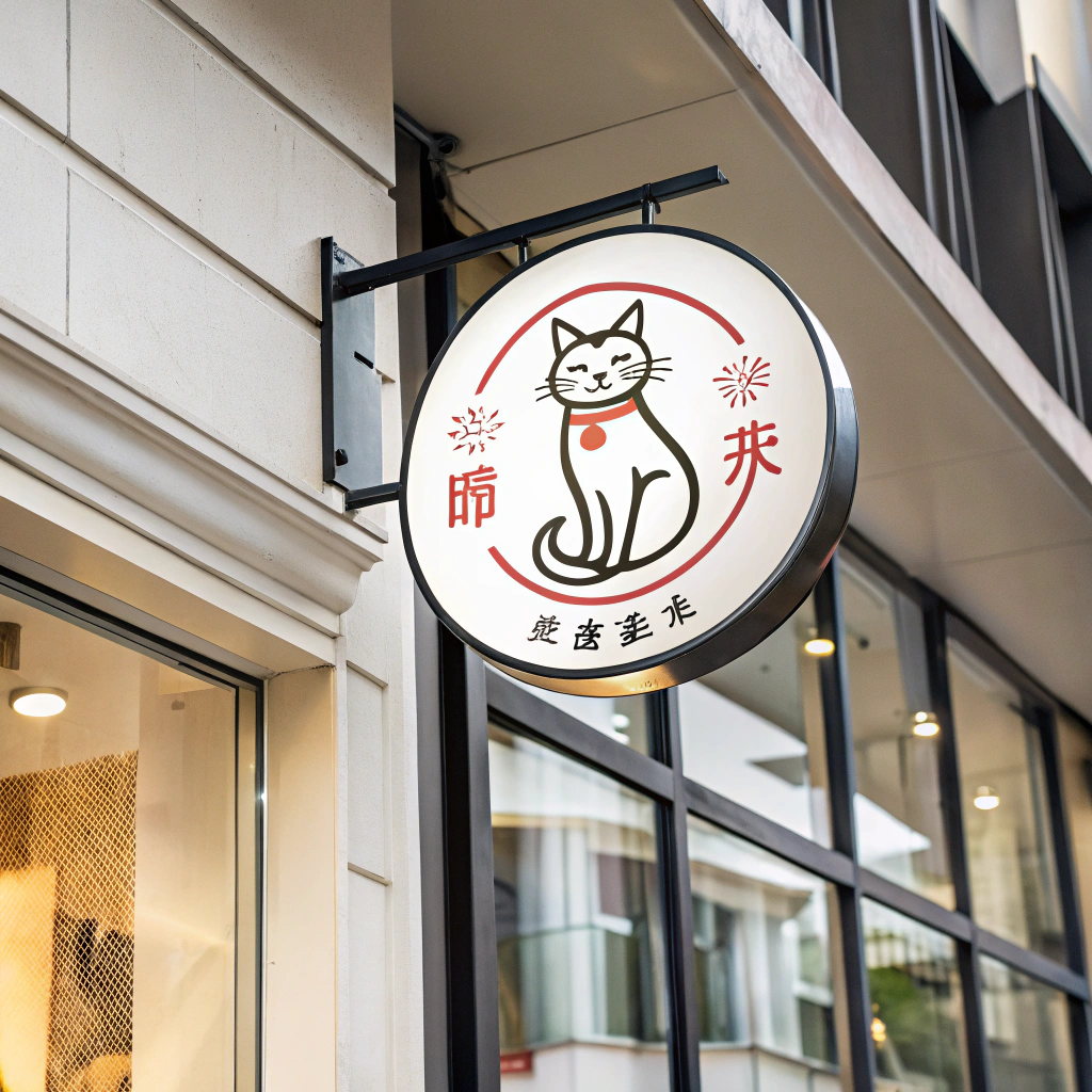 AI generated image by Red Panda AI: 帮我设计一个网店logo，主要是做宠物猫相关用品的，要求简单可爱，暖色风格，名字叫做：浏嗷呜