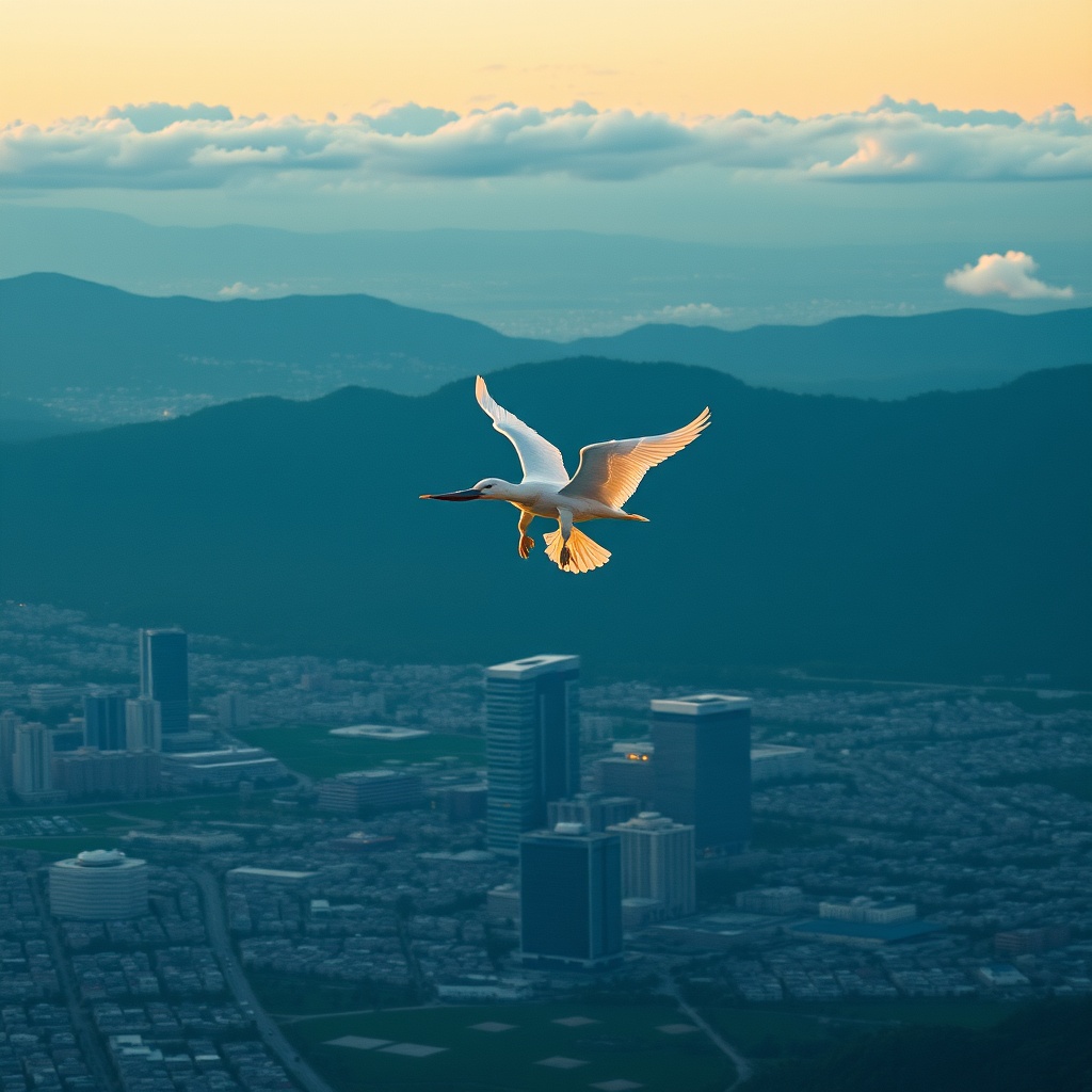 AI generated image by FLUX.1-schnell: angeles volando por la ciudad