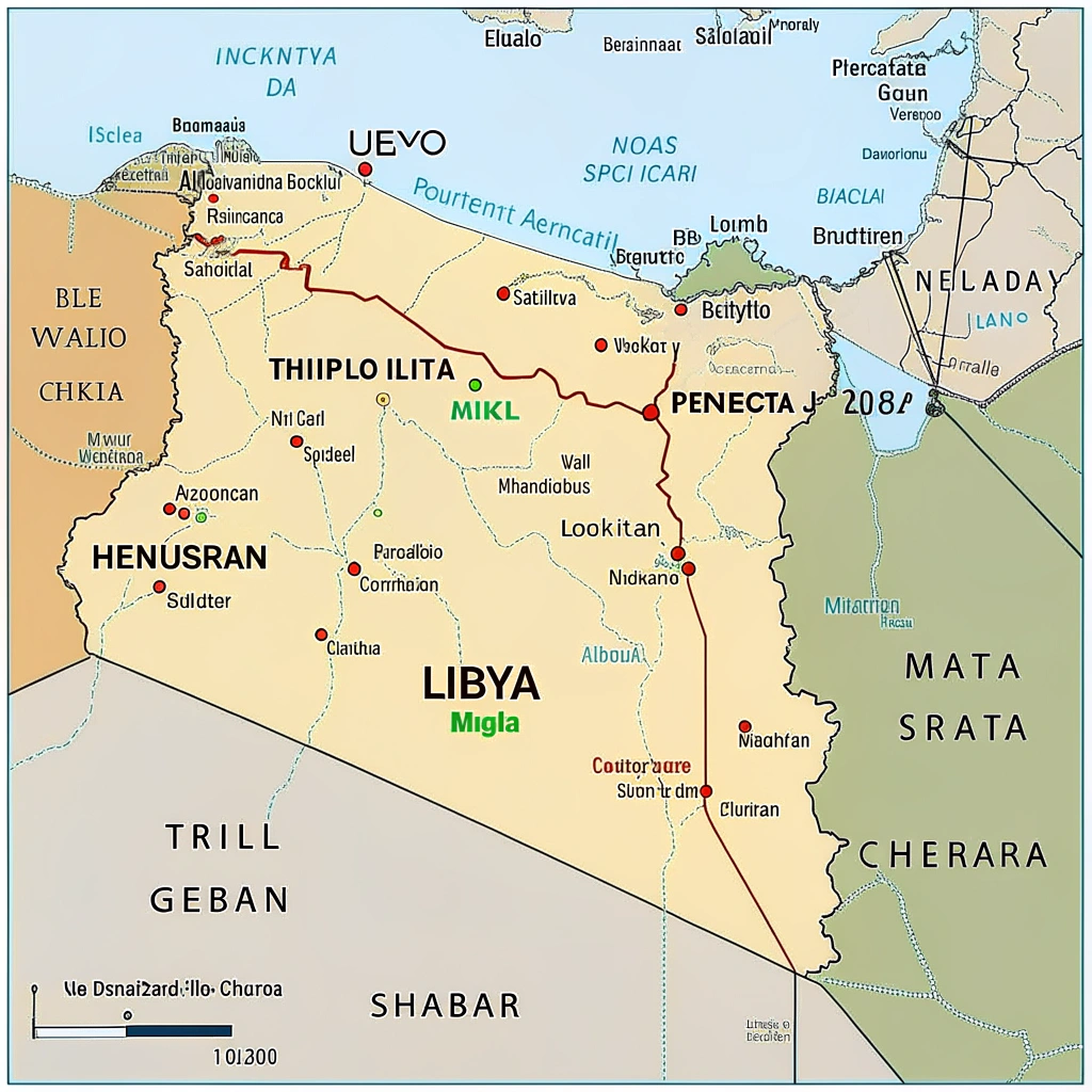 AI generated image by Red Panda AI: خريطة ليبيا موفصل
