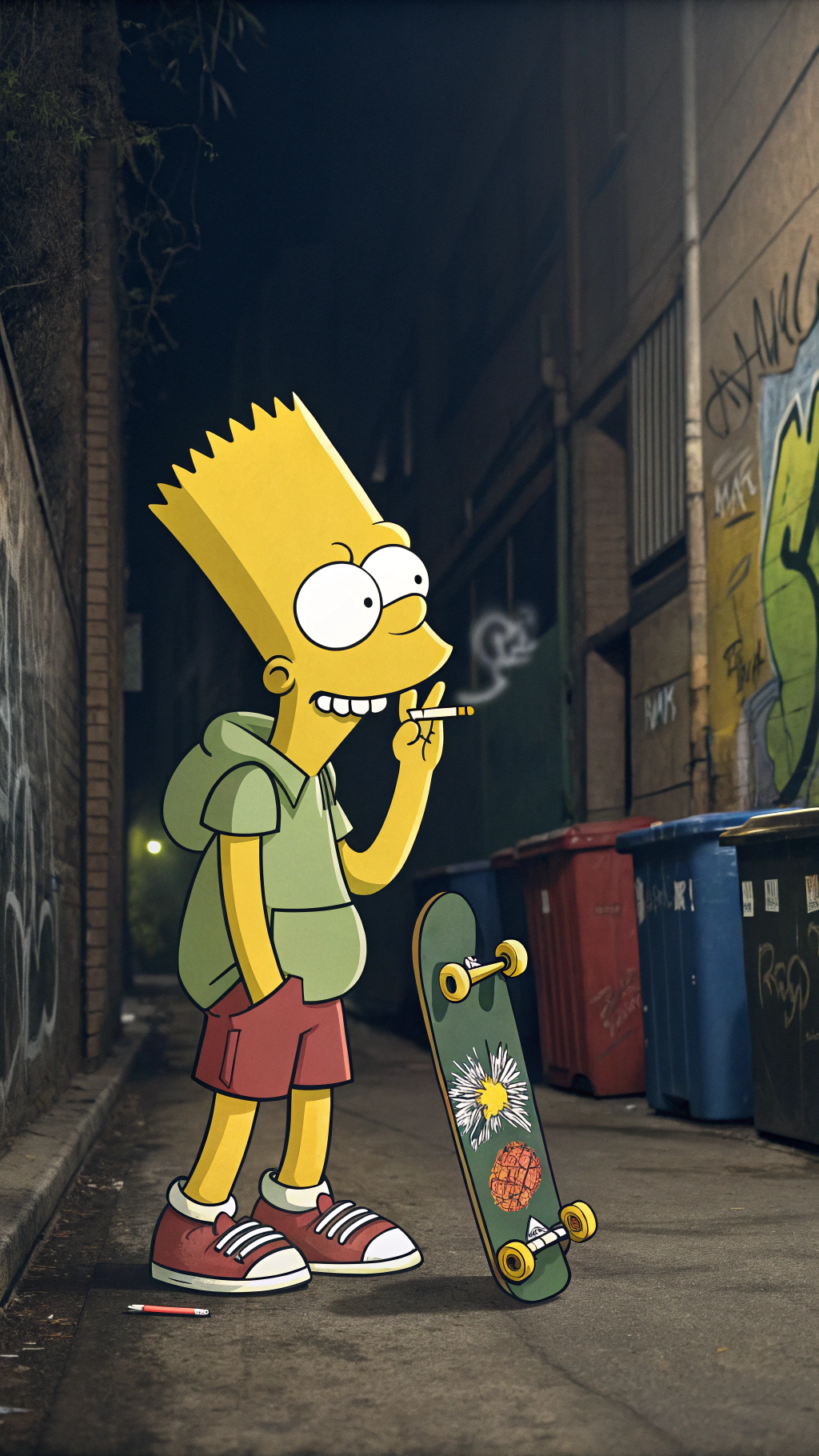 AI generated image by Red Panda AI: bart simpson fumando marihuana