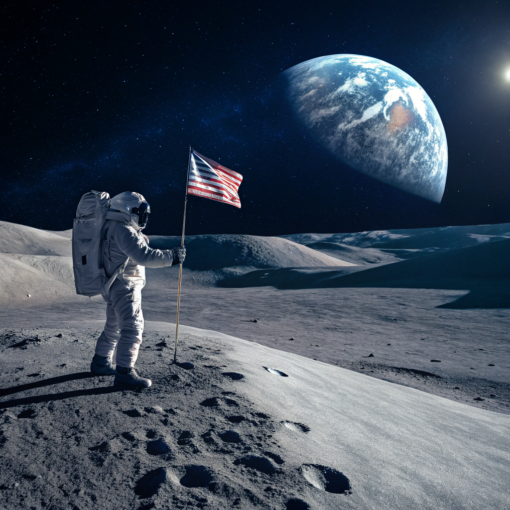 AI generated image by Red Panda AI: lehrer auf dem mond