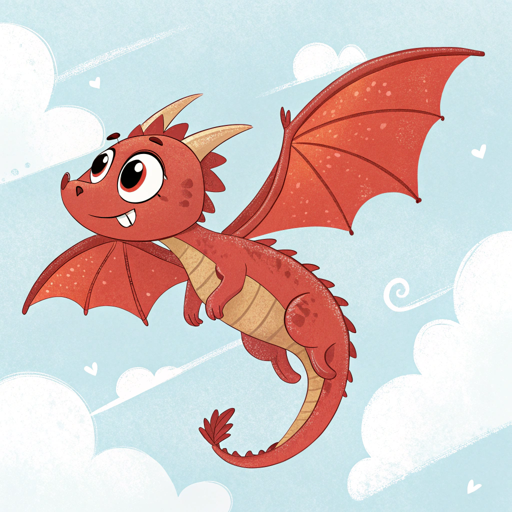 AI generated image by Red Panda AI: A CUTE FLYING RED DRAGAN