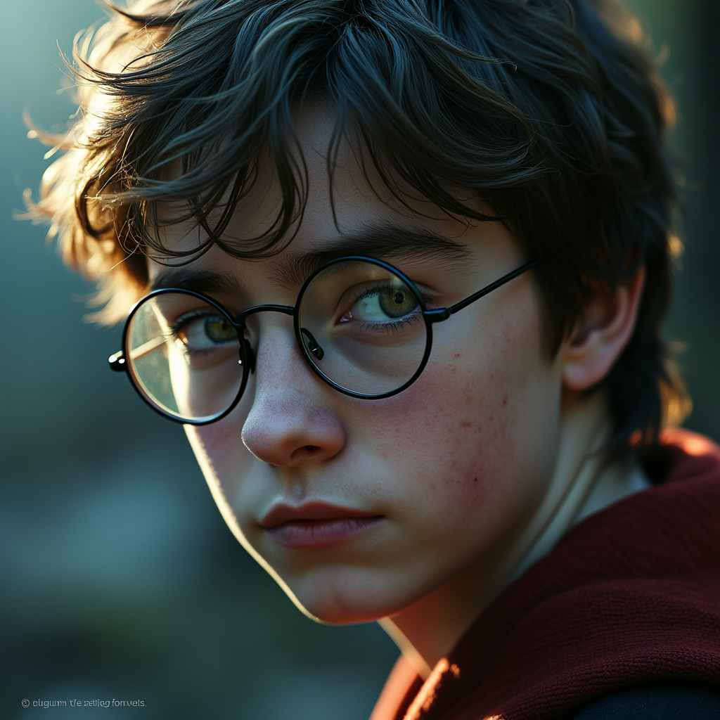 AI generated image by FLUX.1-pro: A hyper-realistic image of Harry Potter
