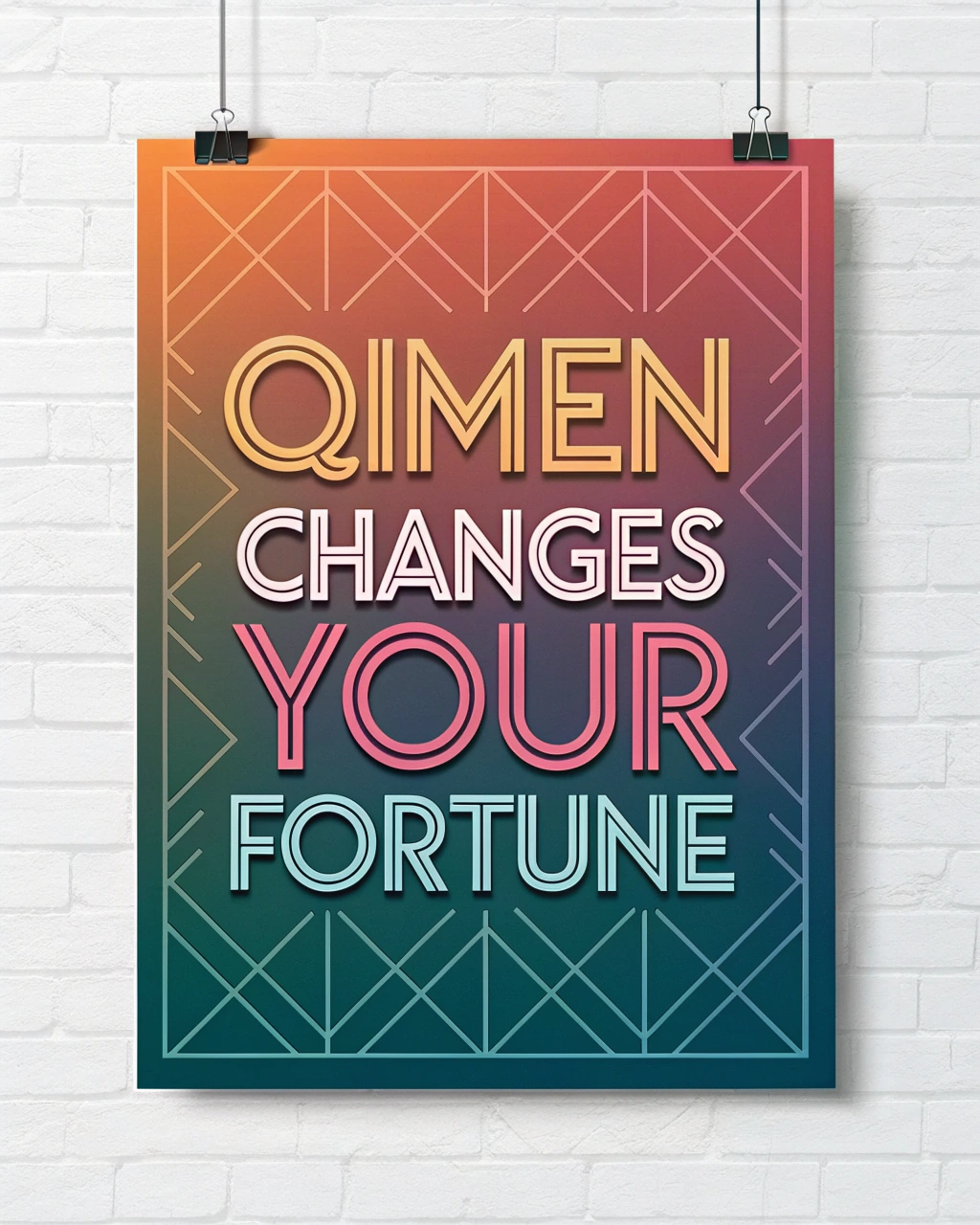 AI generated image by Red Panda AI: Modern poster with the text: Qimen changes your fortune