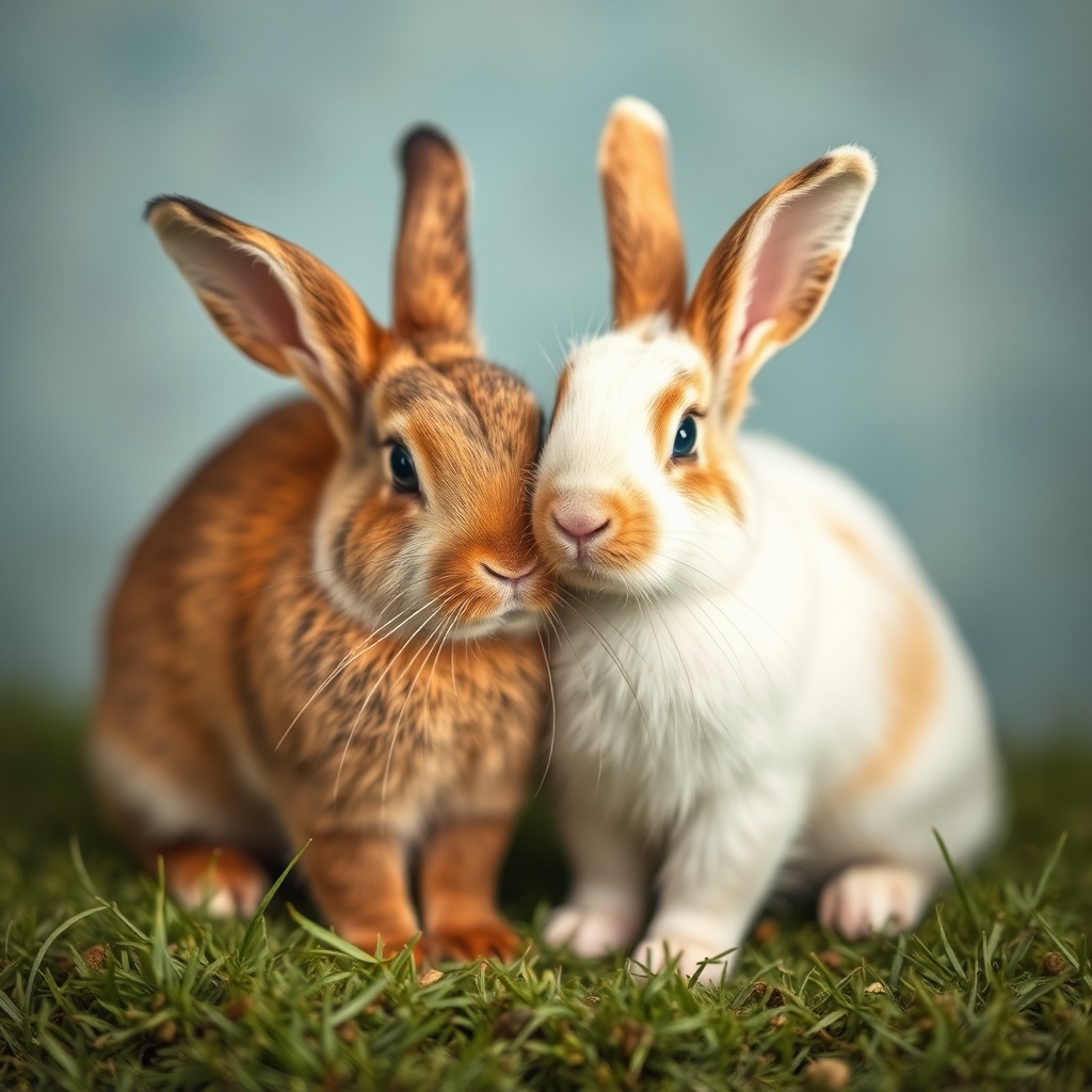 AI generated image by FLUX.1-schnell: rabbit and bunny